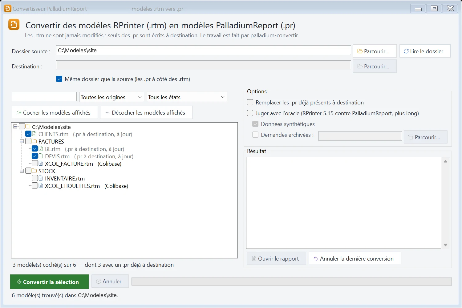 Le convertisseur graphique RPrinter vers Palladium Report